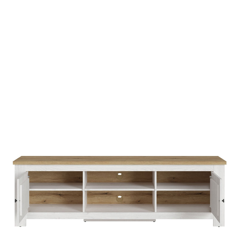 Celesto 2 Door Wide TV Unit in White & Oak 189cm - White Tree Furniture