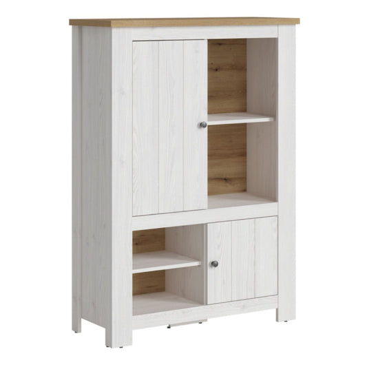 Celesto 2 Door 4 Shelves Cabinet in White and Oak - White Tree Furniture