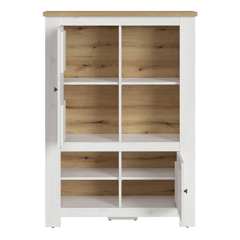 Celesto 2 Door 4 Shelves Cabinet in White and Oak - White Tree Furniture