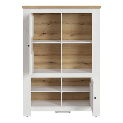 Celesto 2 Door 4 Shelves Cabinet in White and Oak - White Tree Furniture