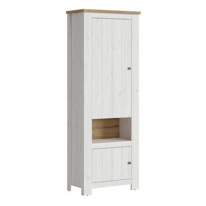 Celesto Tall Narrow 2 Door Cabinet in White and Oak - White Tree Furniture