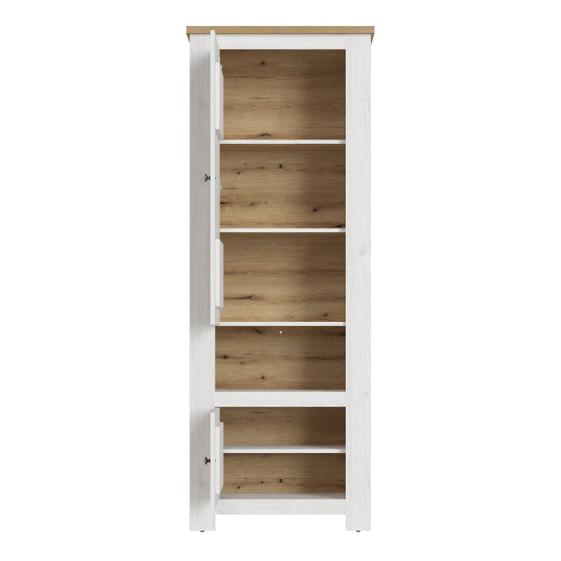 Celesto Tall Narrow 2 Door Cabinet in White and Oak - White Tree Furniture