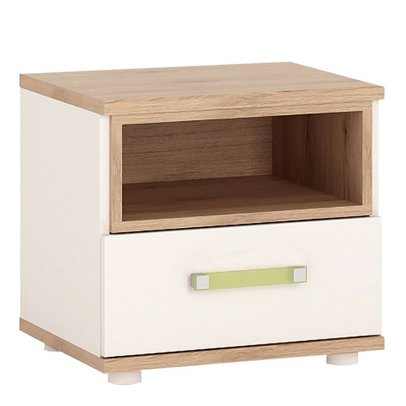 4KIDS 1 Drawer Bedside Cabinet with Lilac Handles - White Tree Furniture