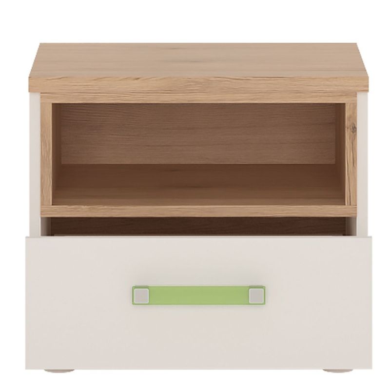 4KIDS 1 Drawer Bedside Cabinet with Lemon Handles - White Tree Furniture