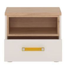 4KIDS 1 Drawer Bedside Cabinet with Orange Handles - White Tree Furniture