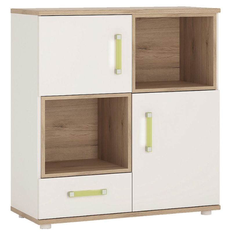 4KIDS White Cupboard w/ 2 Open Shelves - White Tree Furniture