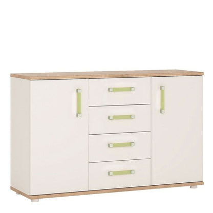 4KIDS High Gloss White & Light Oak Sideboard - White Tree Furniture