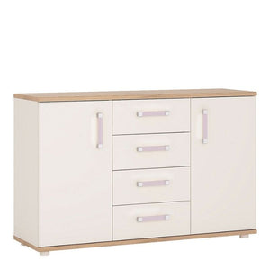 4KIDS High Gloss White & Light Oak Sideboard - White Tree Furniture