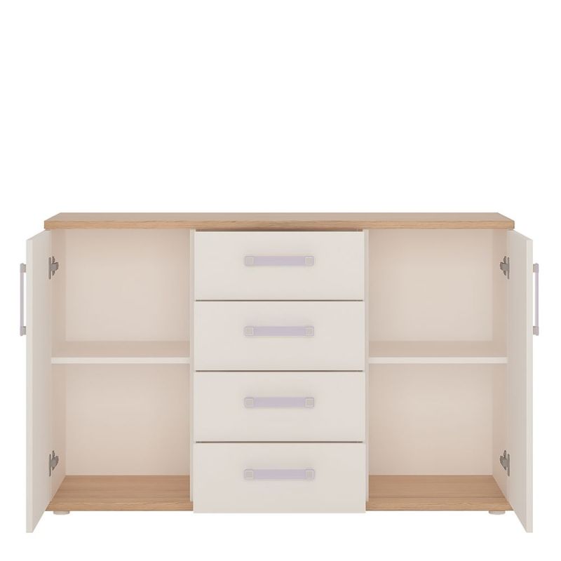 4KIDS High Gloss White & Light Oak Sideboard - White Tree Furniture