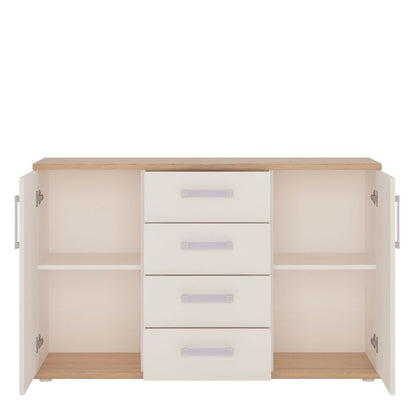 4KIDS High Gloss White & Light Oak Sideboard - White Tree Furniture