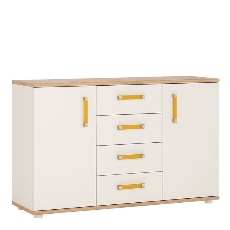 4KIDS High Gloss White & Light Oak Sideboard - White Tree Furniture