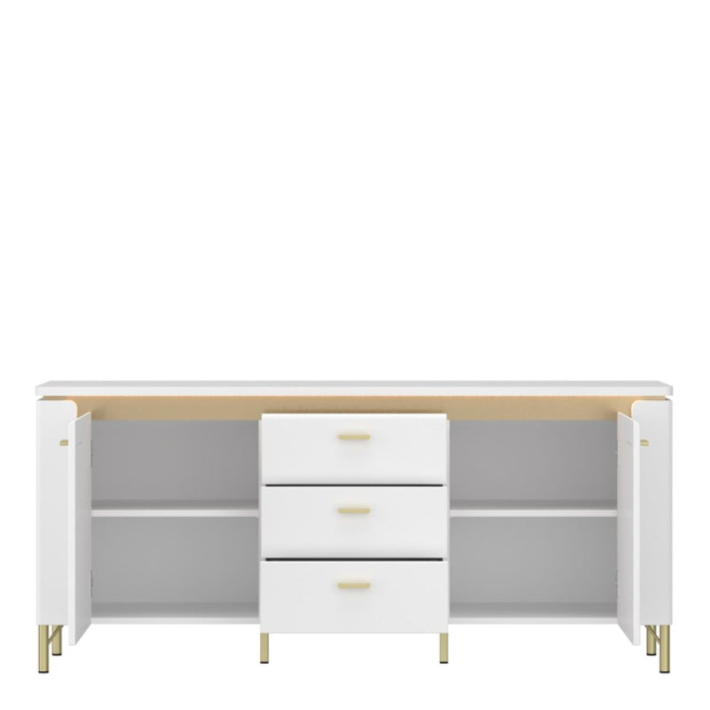 Lazio TV Cabinet w/ 3 Drawers in Alpine White / White Gloss - White Tree Furniture