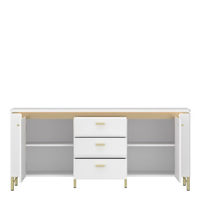 Lazio TV Cabinet w/ 3 Drawers in Alpine White / White Gloss - White Tree Furniture