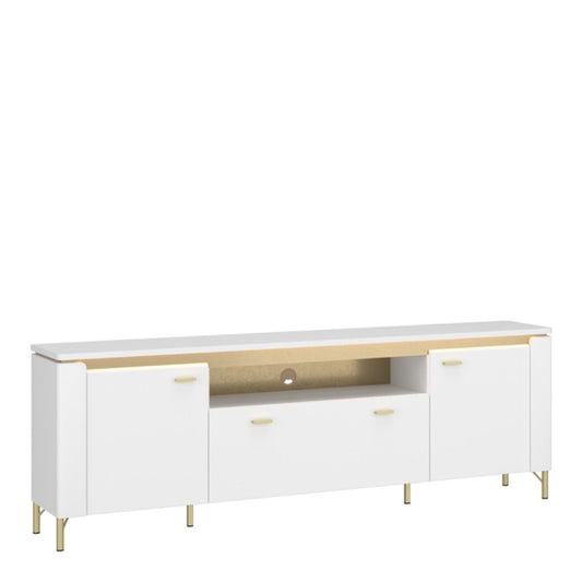 Lazio TV Cabinet w/ 2 Doors in Alpine White / White Gloss - White Tree Furniture