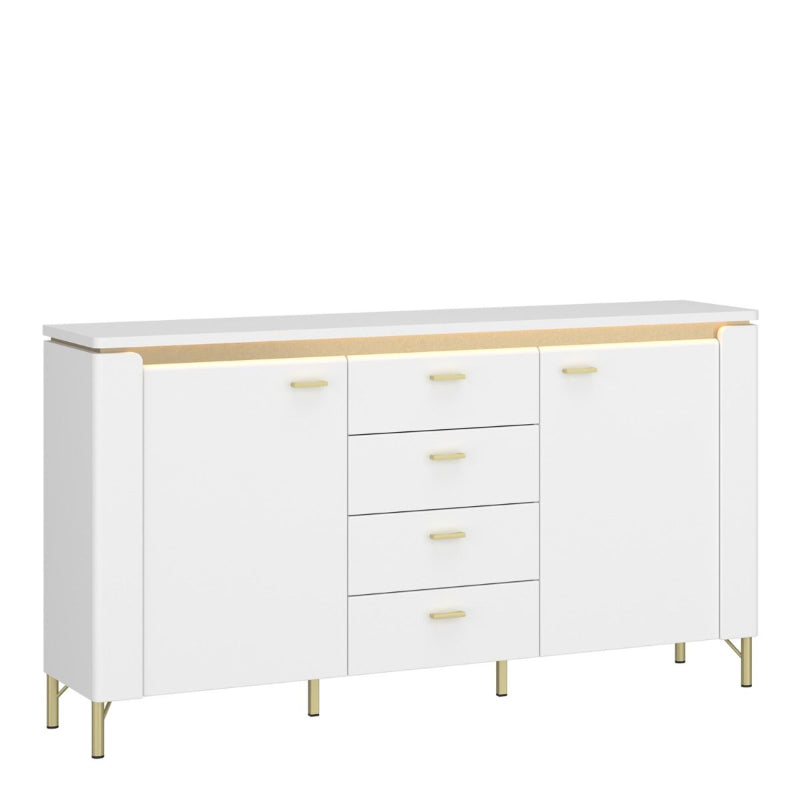 Lazio Sideboard w/ 4 Drawers in Alpine White / White Gloss - White Tree Furniture