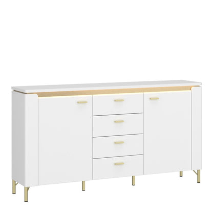 Lazio Sideboard w/ 4 Drawers in Alpine White / White Gloss - White Tree Furniture