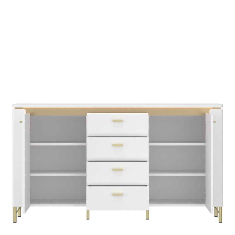 Lazio Sideboard w/ 4 Drawers in Alpine White / White Gloss - White Tree Furniture