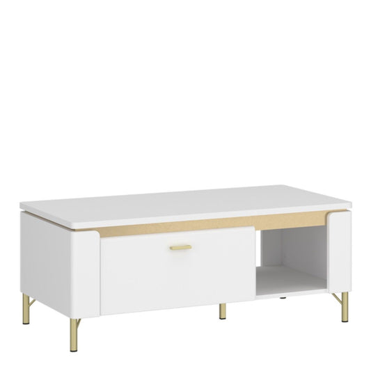 Lazio Coffee Table w/ 1 Drawer in Alpine White / White Gloss - White Tree Furniture