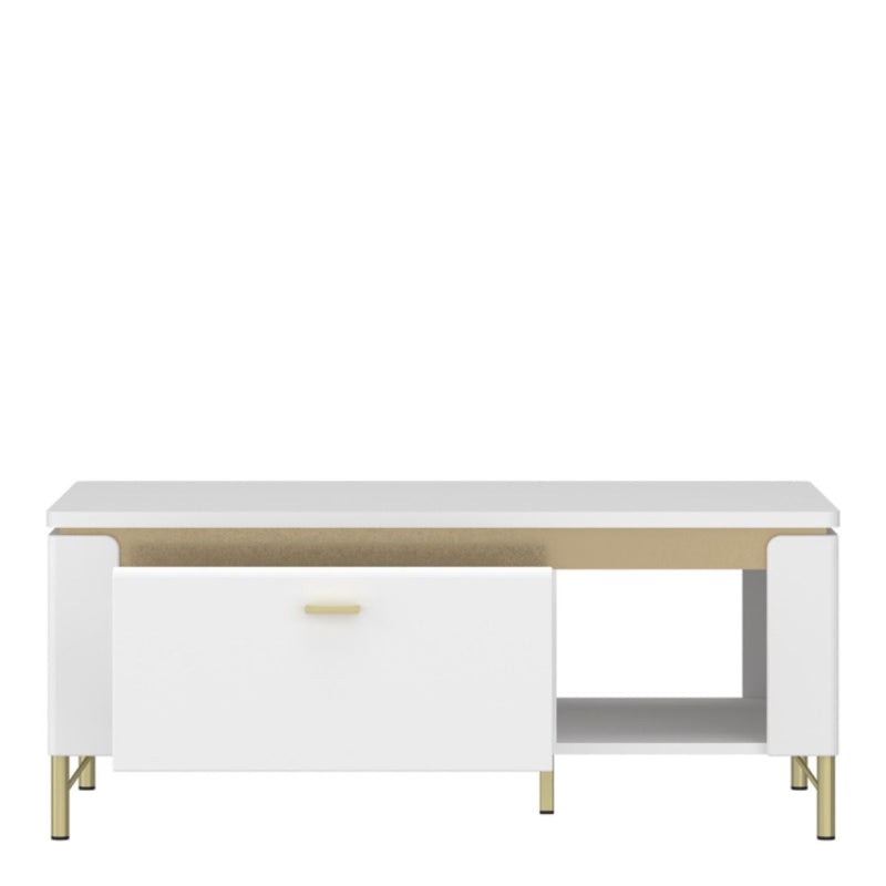 Lazio Coffee Table w/ 1 Drawer in Alpine White / White Gloss - White Tree Furniture