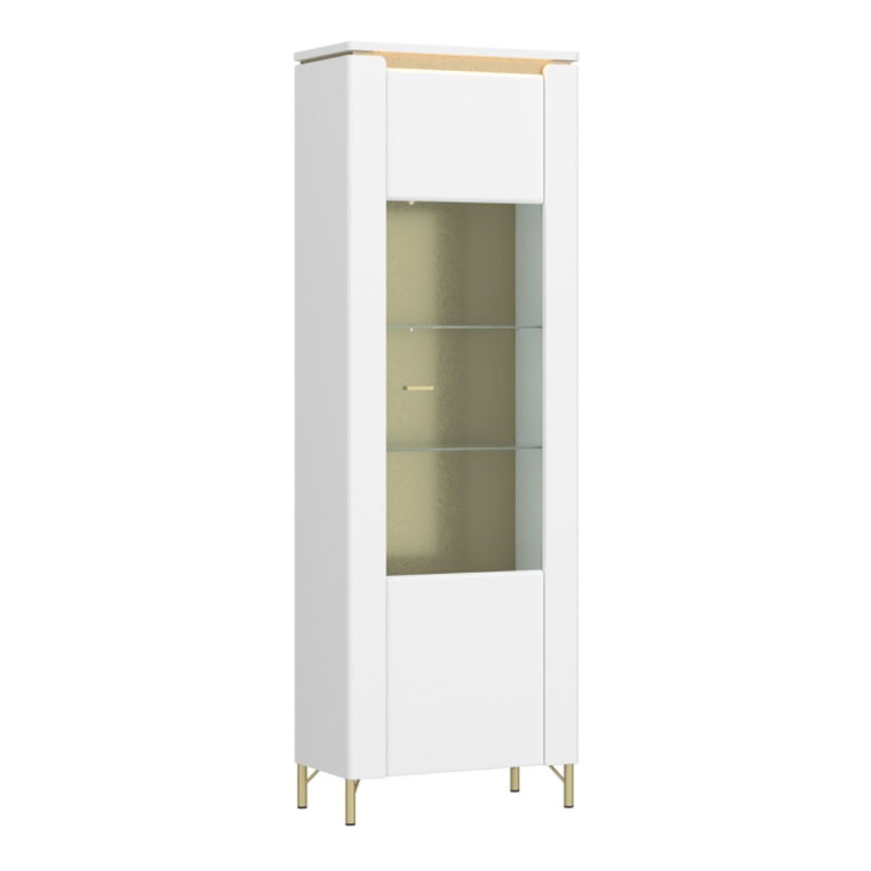 Lazio Vitrin w/ 1 Door in Alpine White / White Gloss - White Tree Furniture