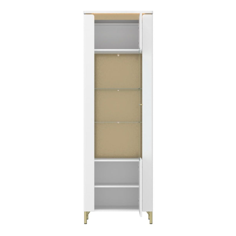 Lazio Vitrin w/ 1 Door in Alpine White / White Gloss - White Tree Furniture