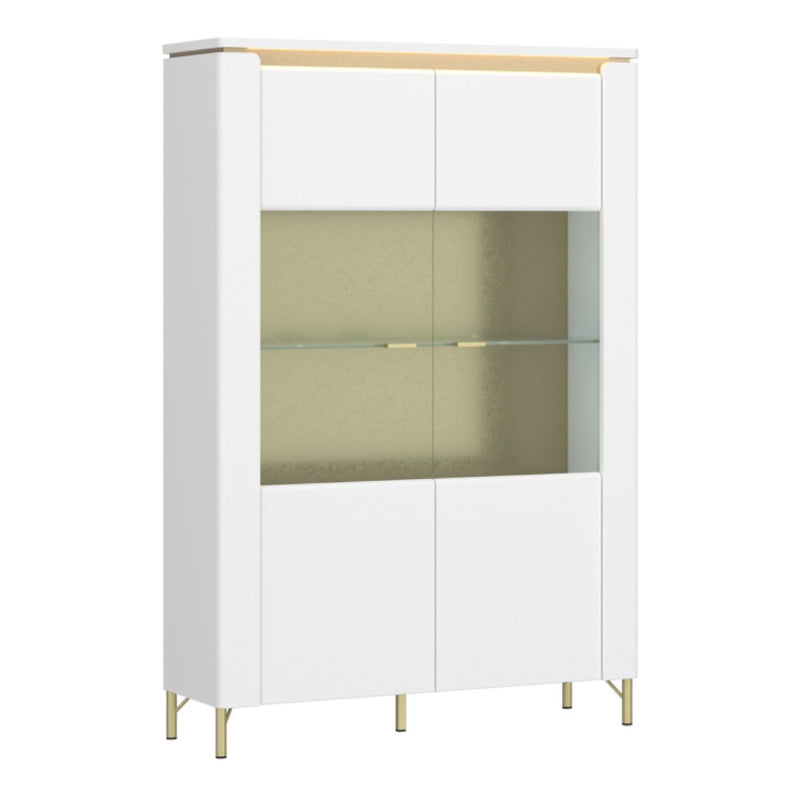 Lazio Vitrin w/ 2 Doors in Alpine White / White Gloss - White Tree Furniture