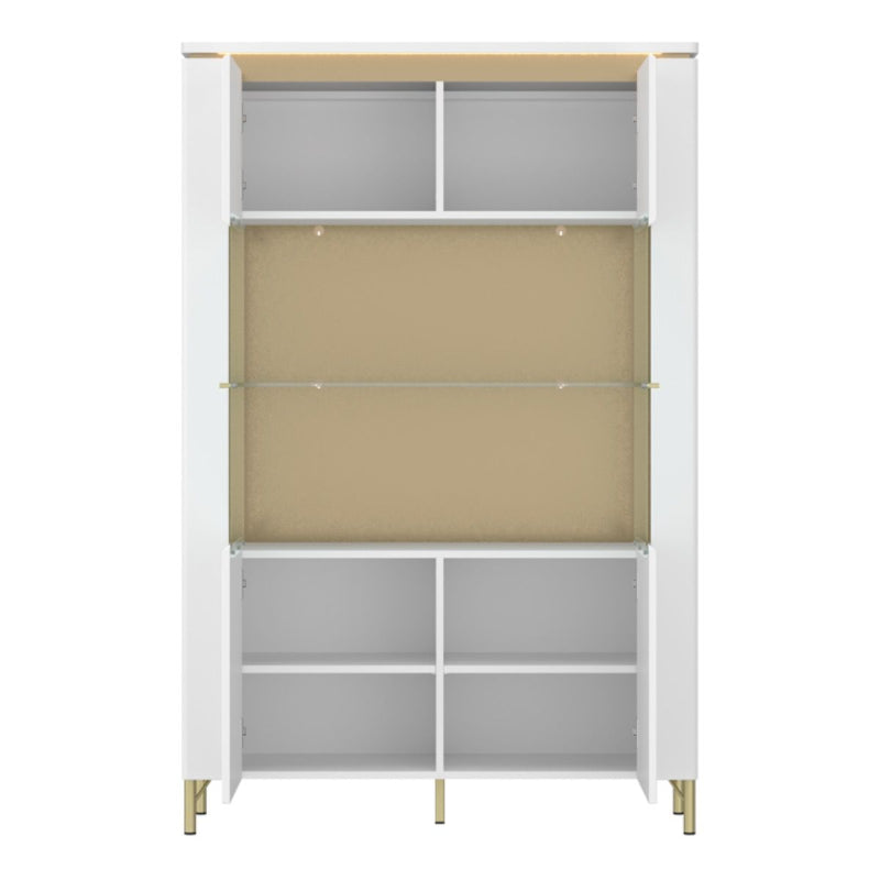 Lazio Vitrin w/ 2 Doors in Alpine White / White Gloss - White Tree Furniture