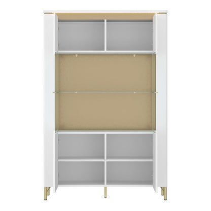 Lazio Vitrin w/ 2 Doors in Alpine White / White Gloss - White Tree Furniture