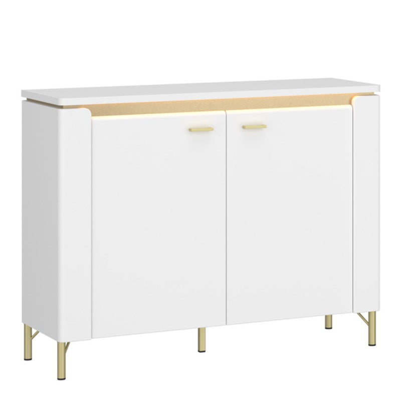 Lazio Sideboard w/ 2 Doors in Alpine White / White Gloss - White Tree Furniture