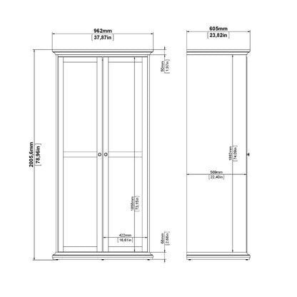 PARIS WHITE SET - Bedside + Drawer Chest + Double Wardrobe - White Tree Furniture