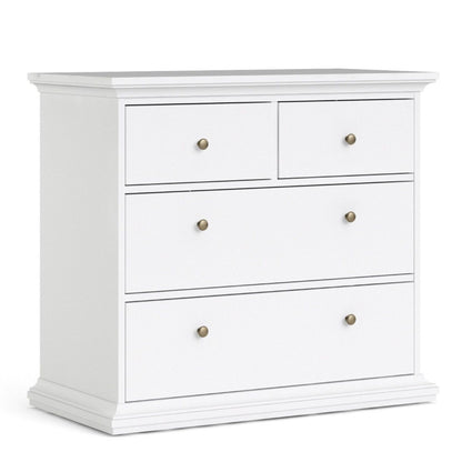 PARIS WHITE SET - Bedside + Drawer Chest + Double Wardrobe - White Tree Furniture