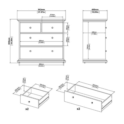 PARIS WHITE SET - Bedside + Drawer Chest + Double Wardrobe - White Tree Furniture