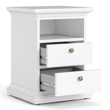 Paris White Bedside Table w/ 2 Drawers - White Tree Furniture