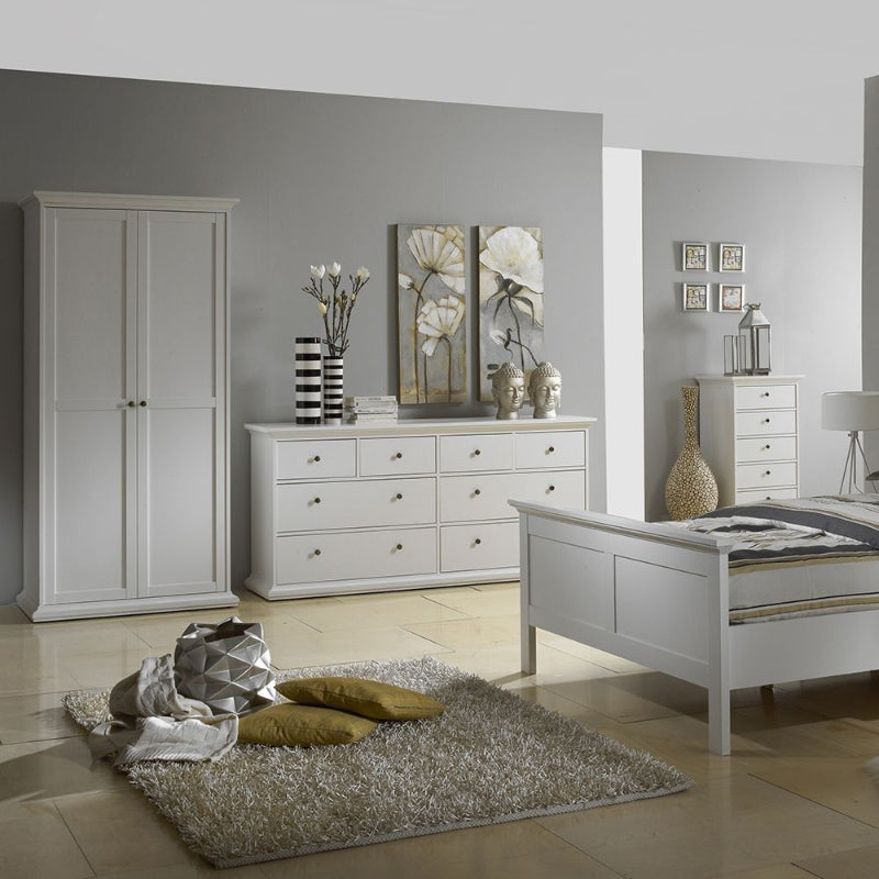 Paris White Wardrobe with 2 Doors - White Tree Furniture