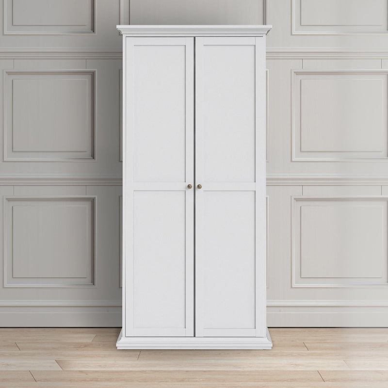 Paris White Wardrobe with 2 Doors - White Tree Furniture