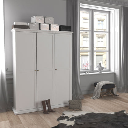 Paris White Wardrobe with 3 Doors - White Tree Furniture