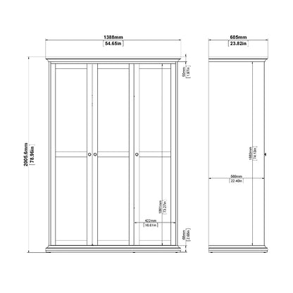 Paris White Wardrobe with 3 Doors - White Tree Furniture