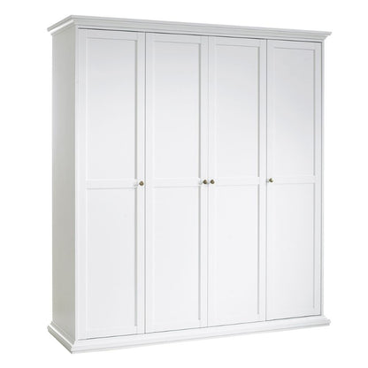 Paris White Wardrobe w/ 4 Doors - White Tree Furniture