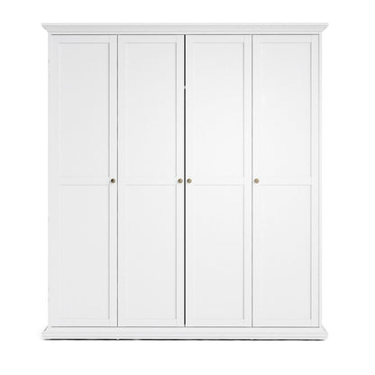 Paris White Wardrobe w/ 4 Doors - White Tree Furniture