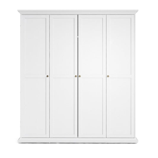 Paris White Wardrobe w/ 4 Doors - White Tree Furniture