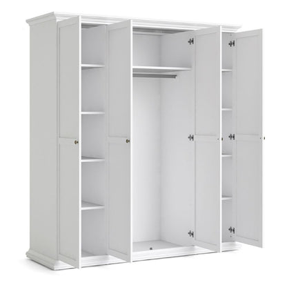 Paris White Wardrobe w/ 4 Doors - White Tree Furniture