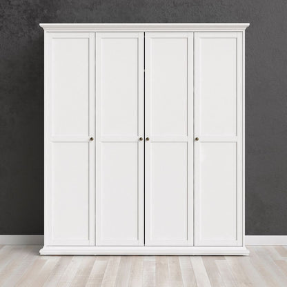 Paris White Wardrobe w/ 4 Doors - White Tree Furniture