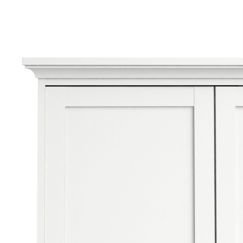 Paris White Wardrobe w/ 4 Doors & 2 Drawers - White Tree Furniture