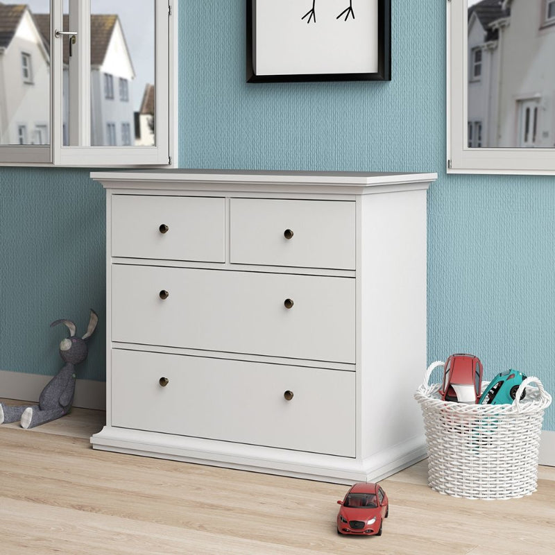 Paris White Chest of 4 Drawers - White Tree Furniture