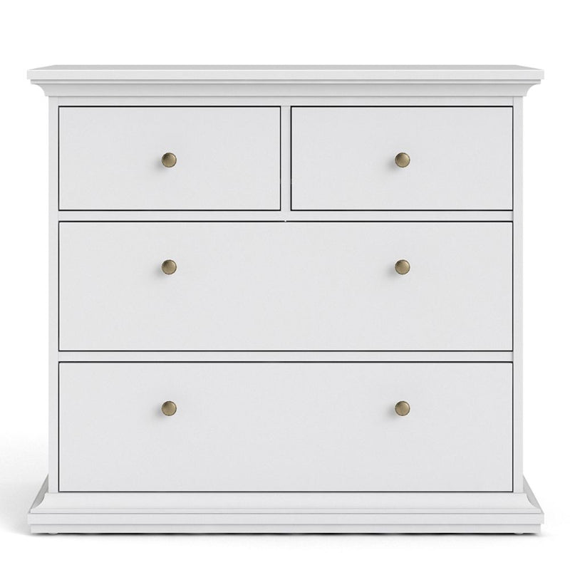 Paris White Chest of 4 Drawers - White Tree Furniture