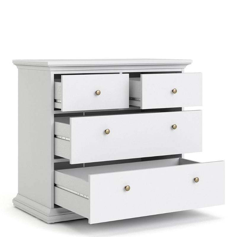 Paris White Chest of 4 Drawers - White Tree Furniture