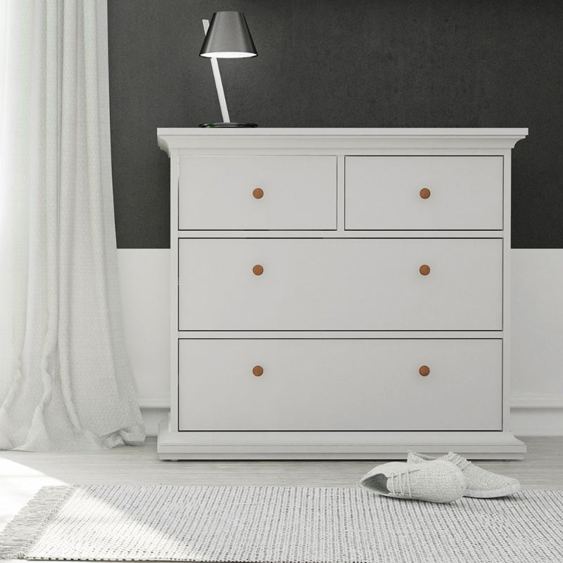 Paris White Chest of 4 Drawers - White Tree Furniture