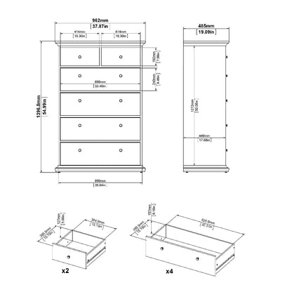 Paris White Chest of 6 Drawers - White Tree Furniture