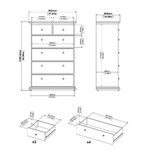 Paris White Chest of 6 Drawers - White Tree Furniture