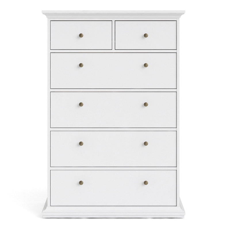 Paris White Chest of 6 Drawers - White Tree Furniture